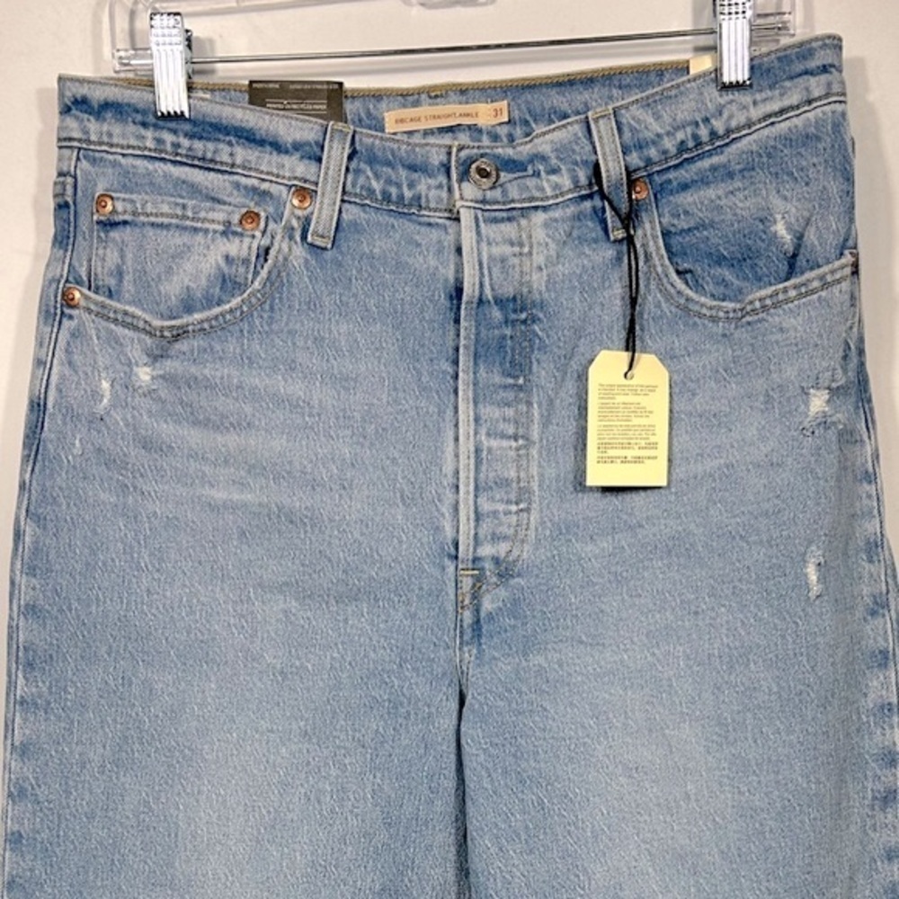 Levi’s Premium Ribcage Straight Ankle Distressed High Rise Size 31 - Picture 7 of 13